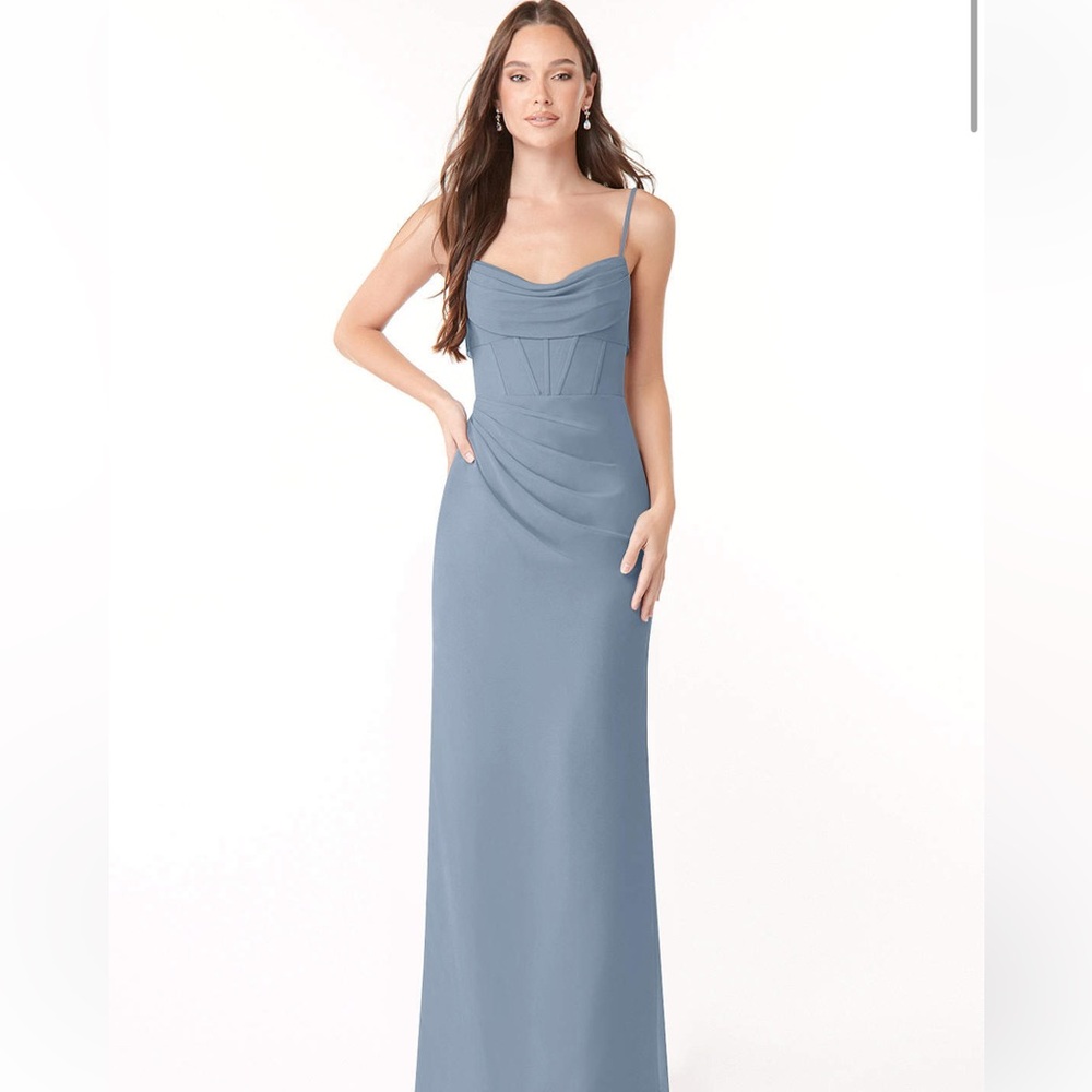 BRAND NEW WITH TAGS AZAZIE DUSTY BLUE BRIDESMAIDS/WEDDING GUEST DRESS SIZE 12